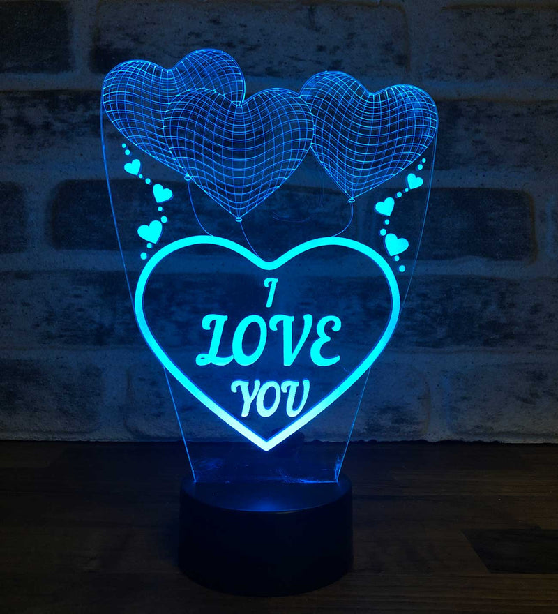 3D ثلاثة قلب أحبك أدى مصباح