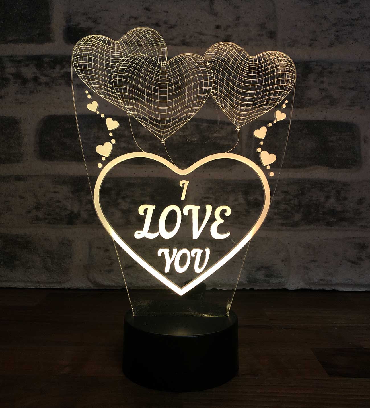 Üç Kalp I Love You Figürlü Dekoratif Hediye Led Masa Lambası | BYLAMP