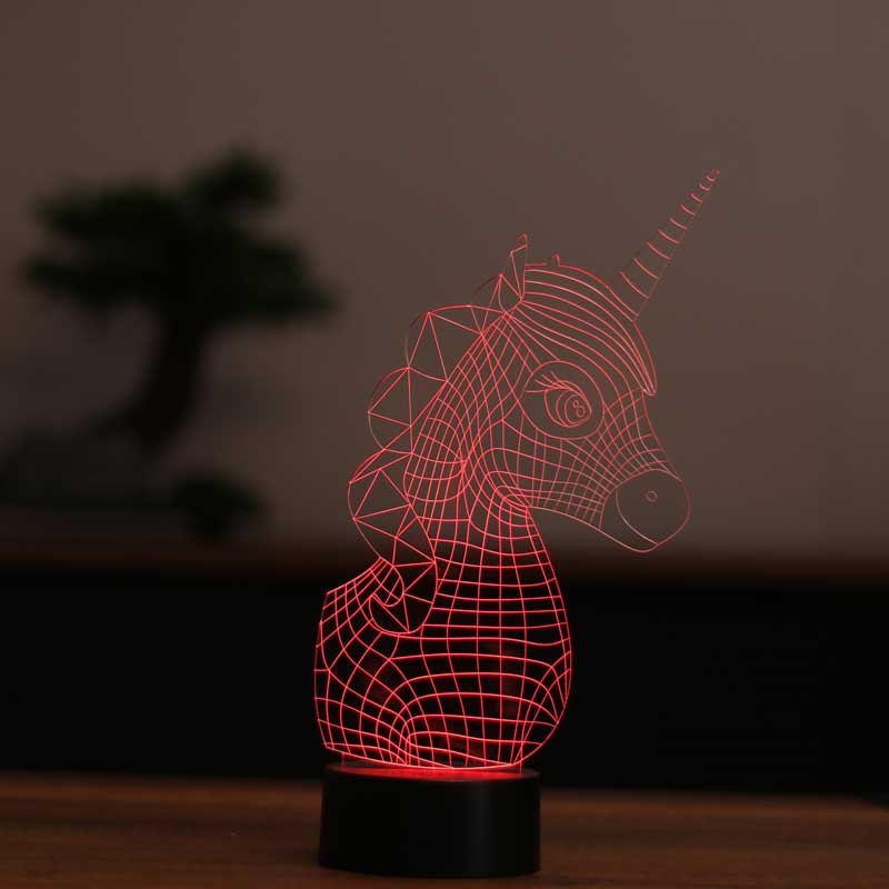 Lámpara led unicornio 3D