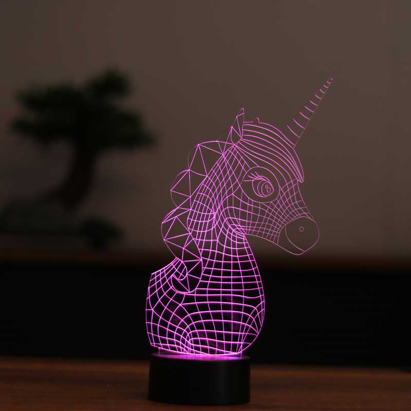 Lámpara led unicornio 3D