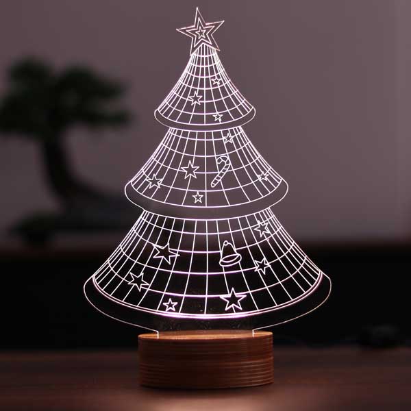3-D شجرة عيد الميلاد أدى الجدول مصباح