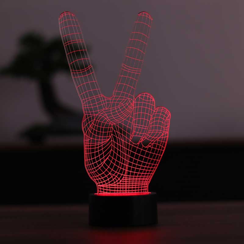 3D Victory Sign Led Table Lamp