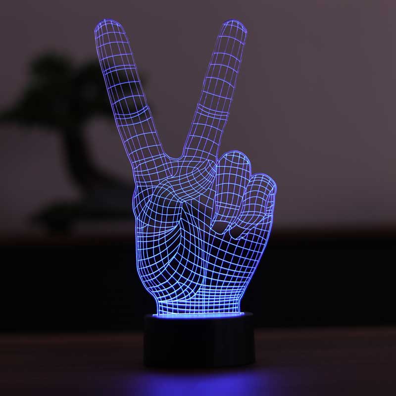 3D Victory Sign Led Table Lamp