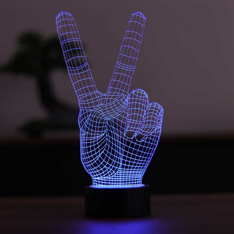 3D-Sieg-Zeichen-LED-Tischlampe