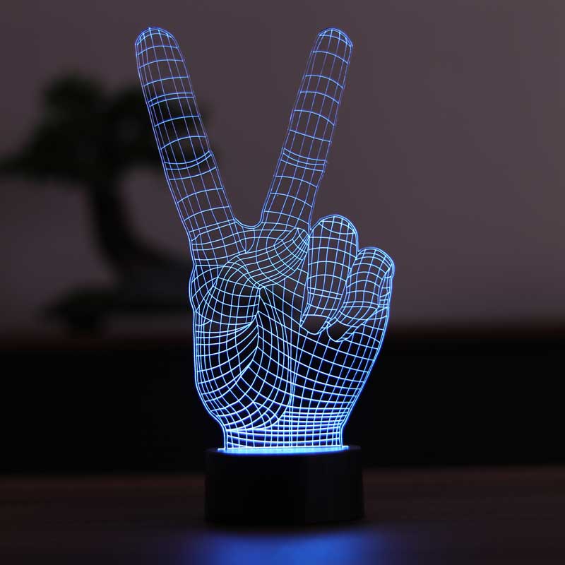 3D Victory Sign Led Table Lamp