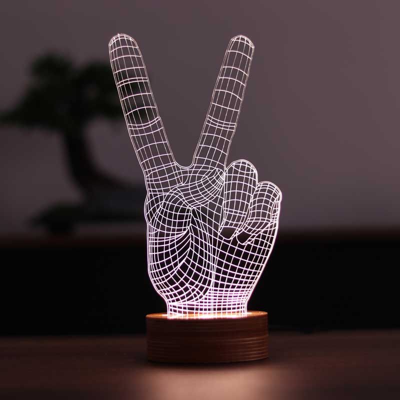 3D Victory Sign Led Table Lamp