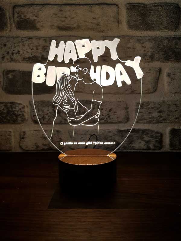 Happy Birthday Figürlü Dekoratif Hediye Led Masa Lambası | BYLAMP