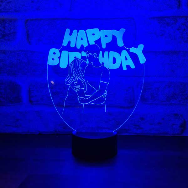 3d happy birthday gift table lamp