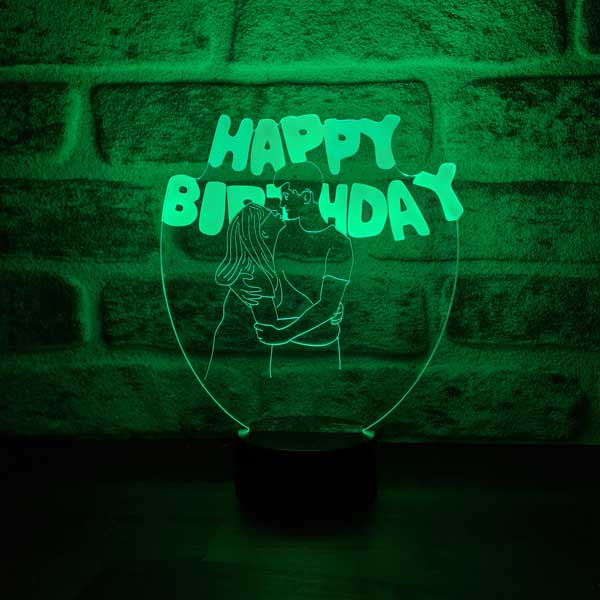 3d happy birthday gift table lamp