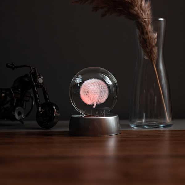 3D Karahindiba Işıklı Kristal Hediye Topu