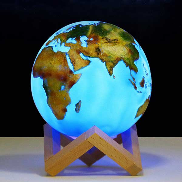 Lámpara del mundo de impresión 3D (15 cm)