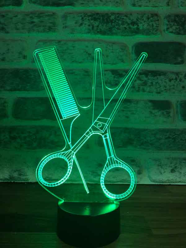 3D Comb Scissors Gift LED Lamp