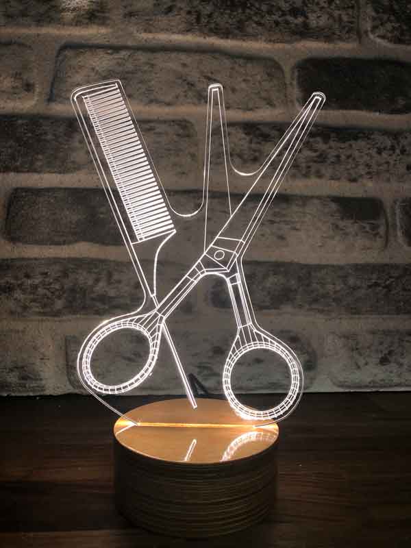 3D Comb Scissors Gift LED Lamp