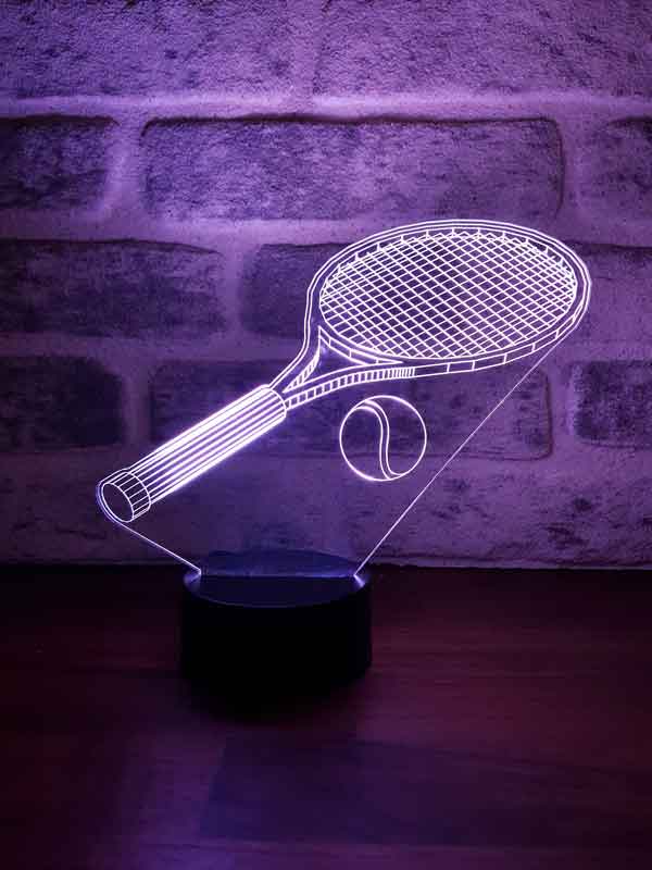 Lámpara de mesa de regalo de la raqueta de tenis 3D