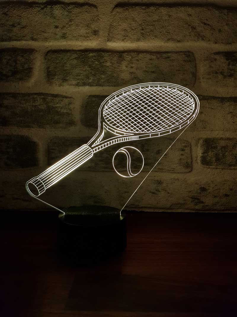Lámpara de mesa de regalo de la raqueta de tenis 3D