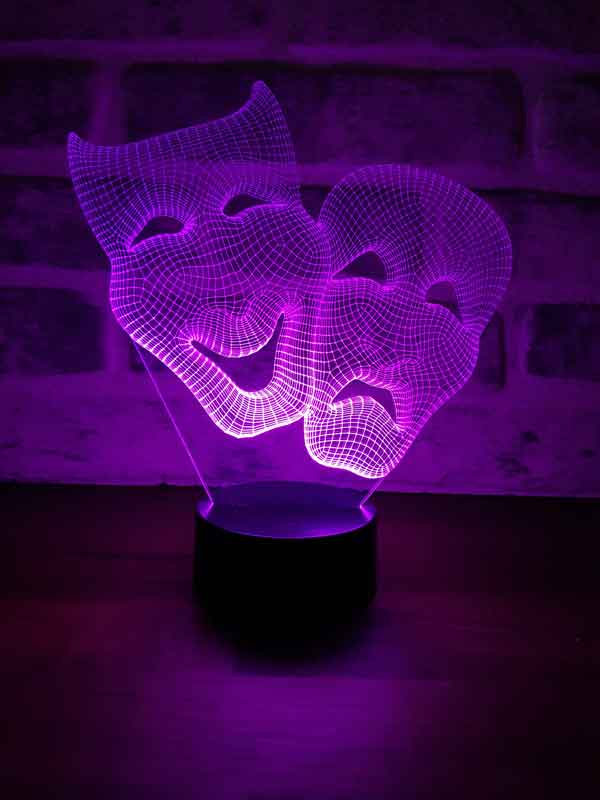 3D قناع المسرح هدية الصمام مصباح