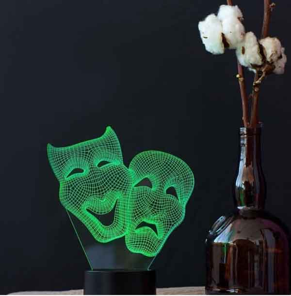 3D Theatre Mask Gift Led Lamp