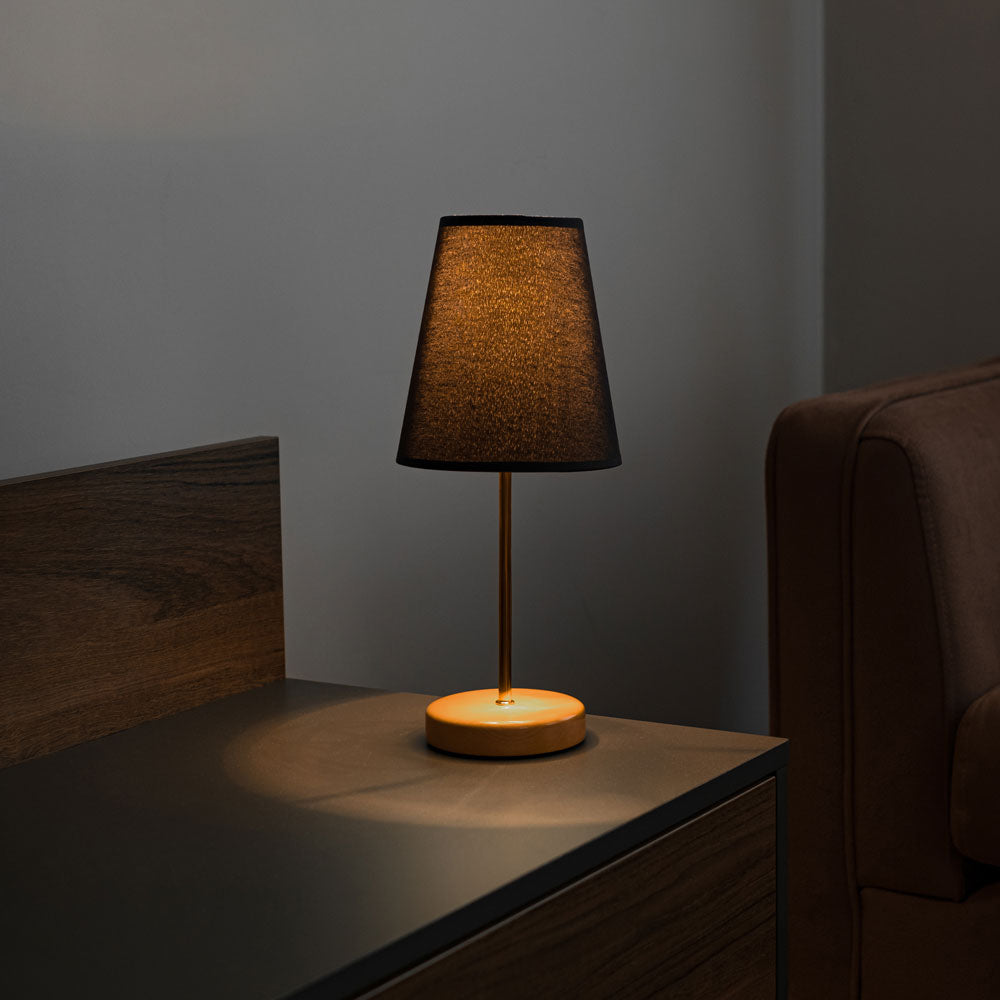 Wooden Base Lampshade Table Lamp