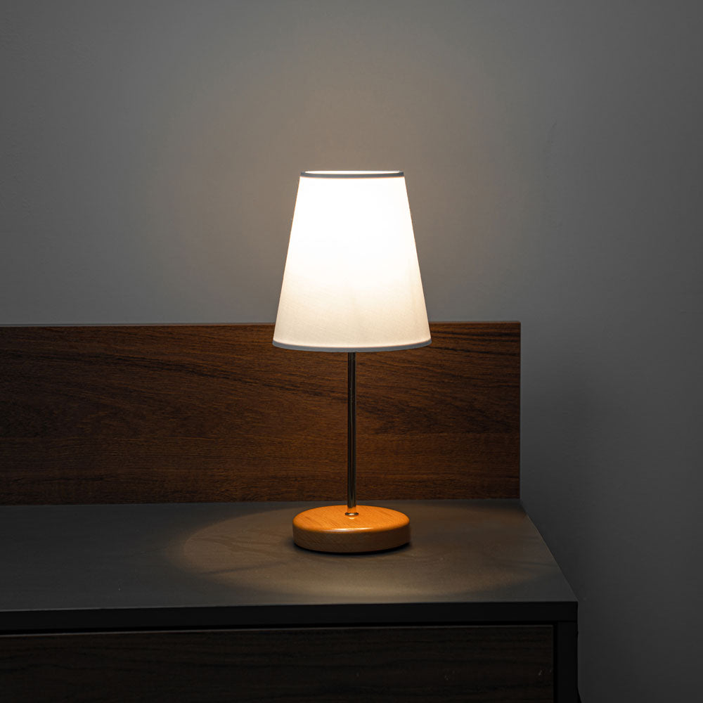 Wooden Base Lampshade Table Lamp