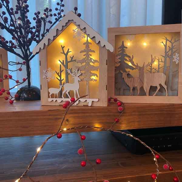 Wooden house led illuminated board