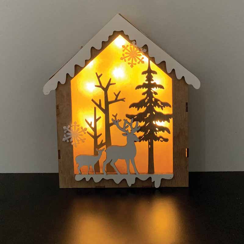 Wooden house led illuminated board