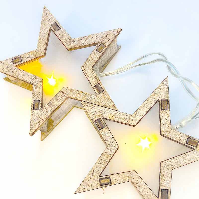 Wooden star light chain