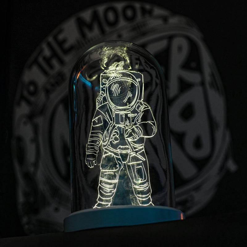 Lámpara de mesa de vidrio de cristal acrílico de astronauta