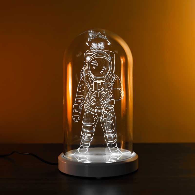 Astronaut-Acrylglasfanus-Tischlampe
