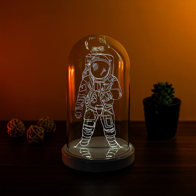 Lámpara de mesa de vidrio de cristal acrílico de astronauta