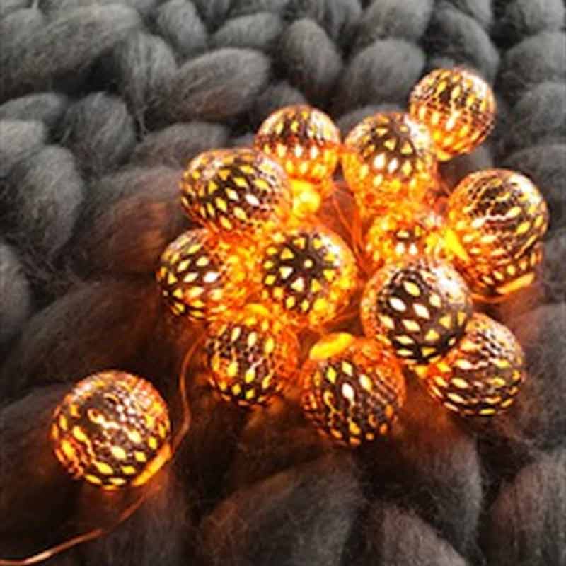 Cadena de luz led de bolas de cobre