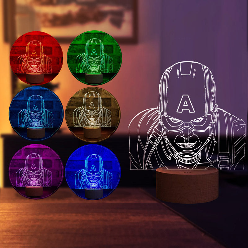 3D Captain America Led Table Lamp