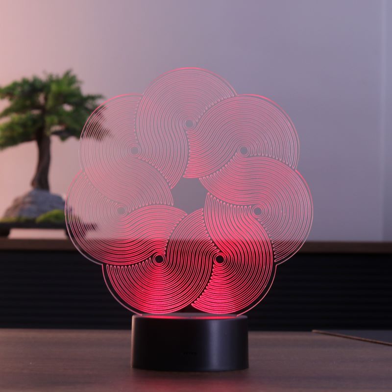 Çiçek İllüzyon Figürlü Dekoratif Hediye Led Masa Lambası | BYLAMP