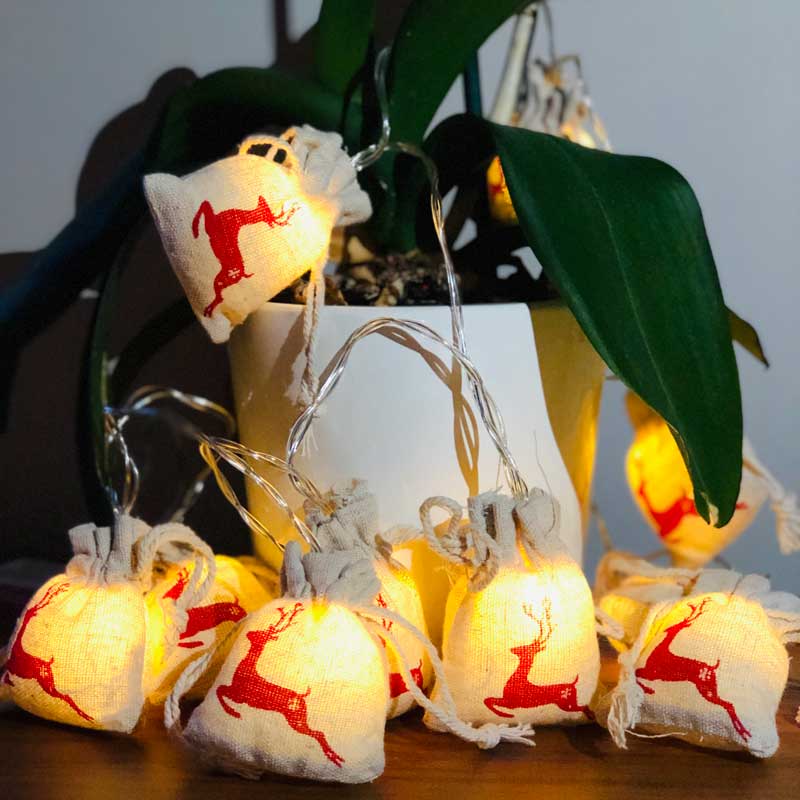 Christmas Sack Lights with Deer Figure