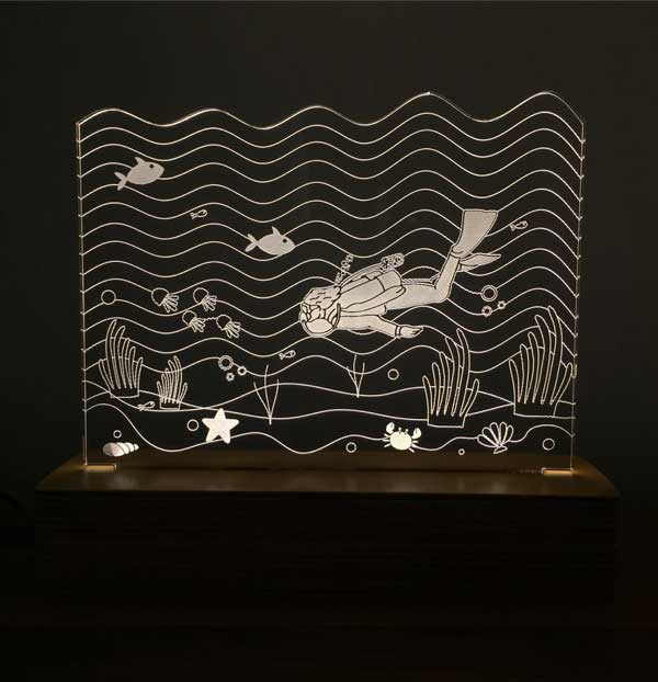 Dalgıç Figürlü Dekoratif Hediye Led Masa Lambası | BYLAMP