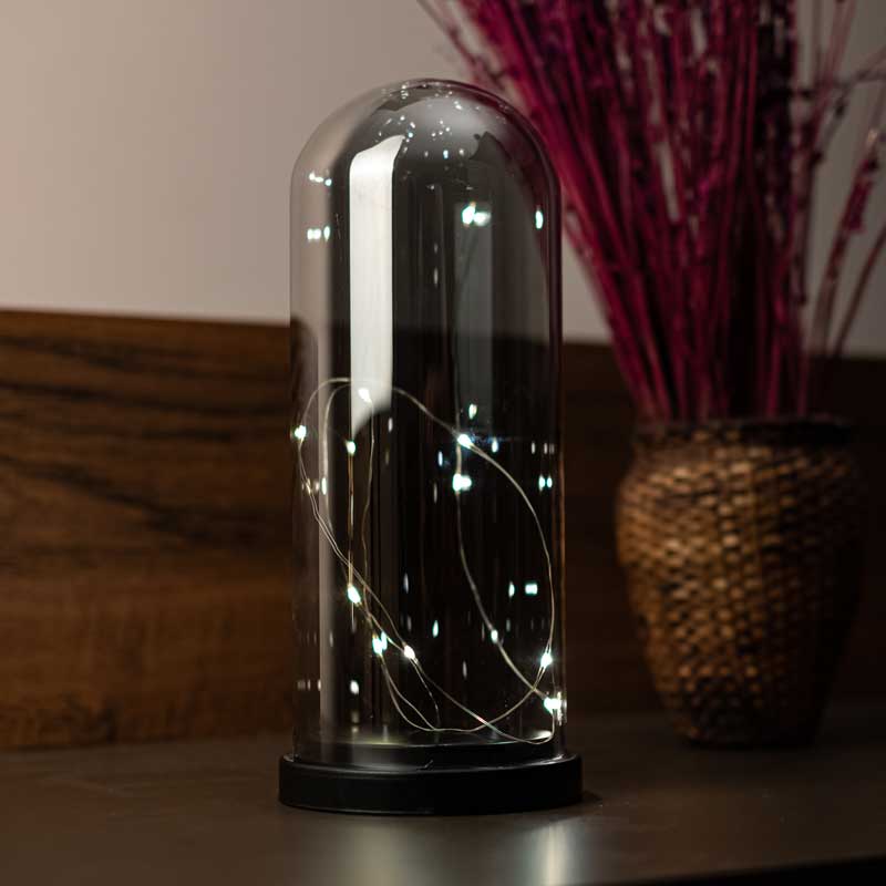 Decorative illuminated smoked glass color fanus lamp