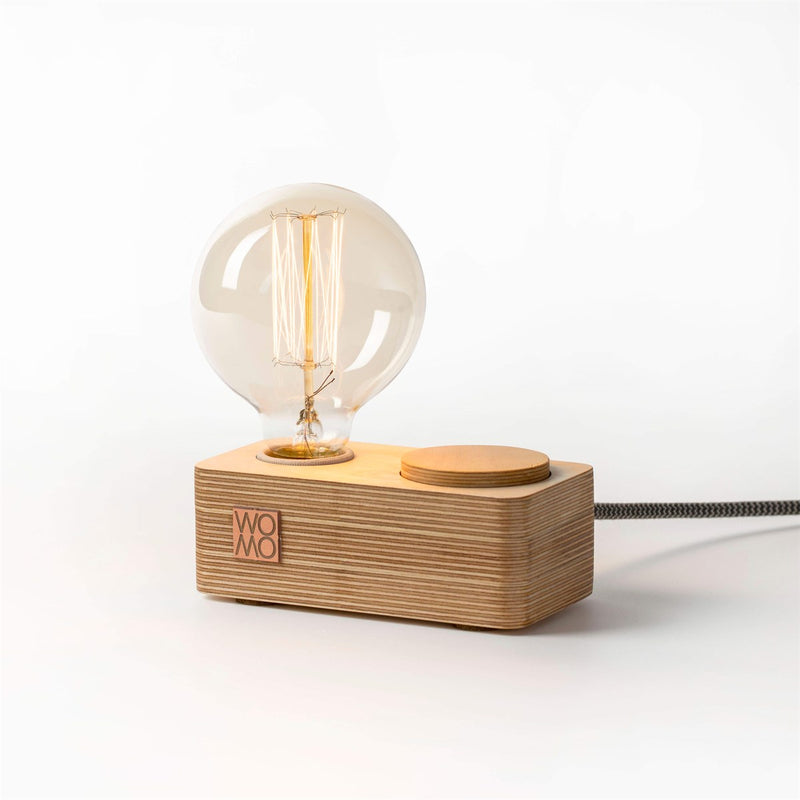 Lámpara de mesa de madera con Dimmer