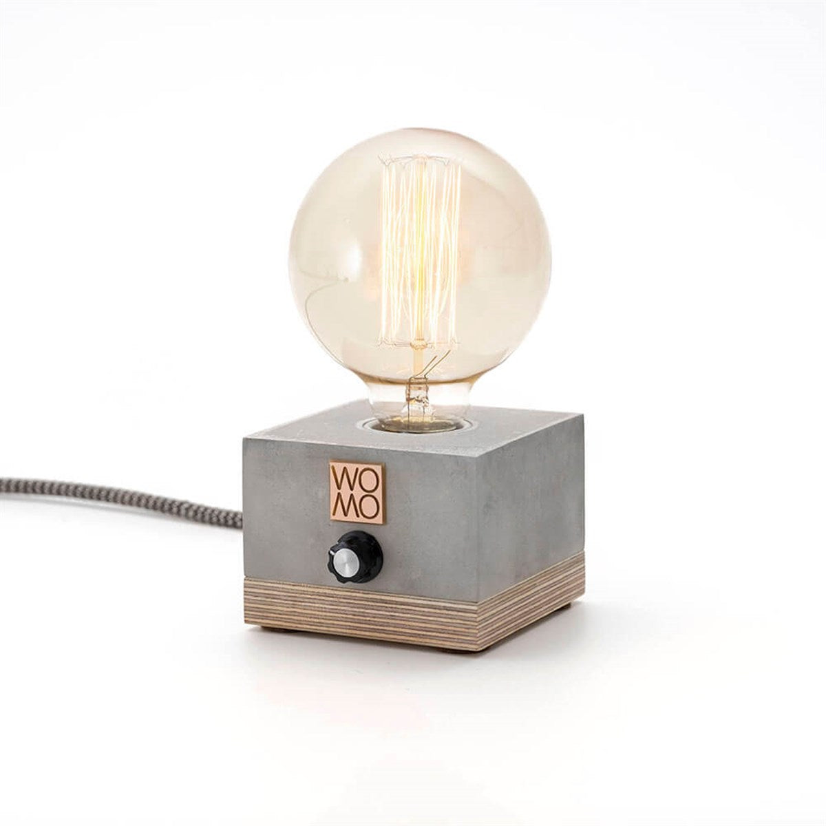 Grey Concrete Table Lamp with Dimmer