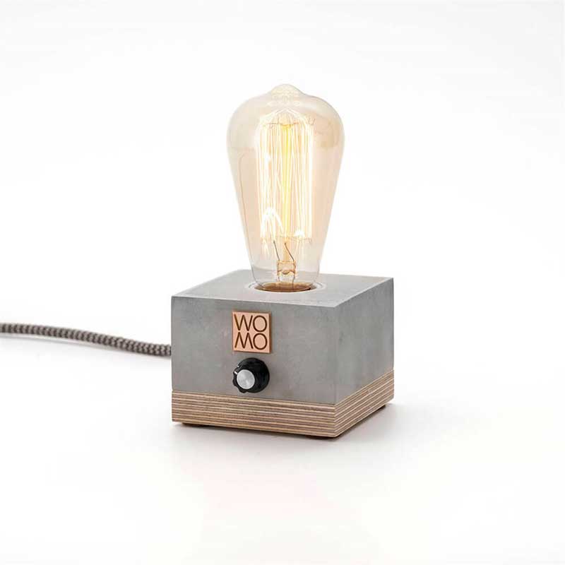 Rustic Bulb Concrete Table Lamp with Dimmer