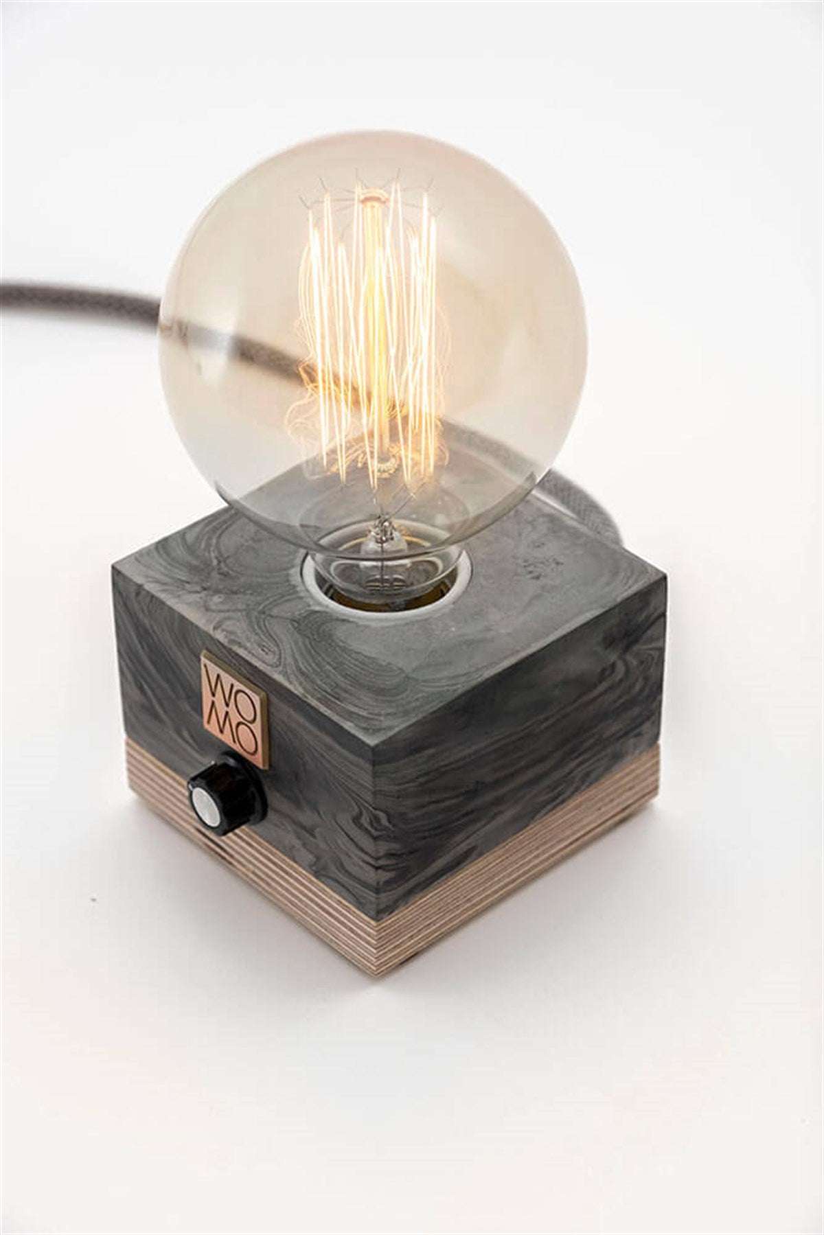 Black Concrete Table Lamp with Dimmer