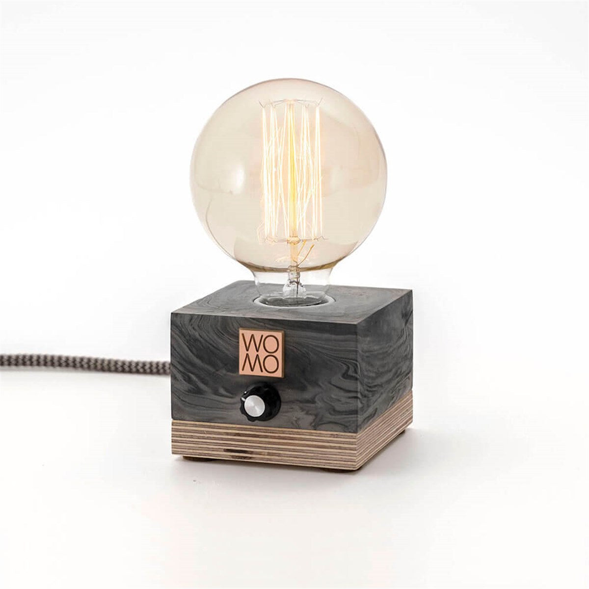 Black Concrete Table Lamp with Dimmer