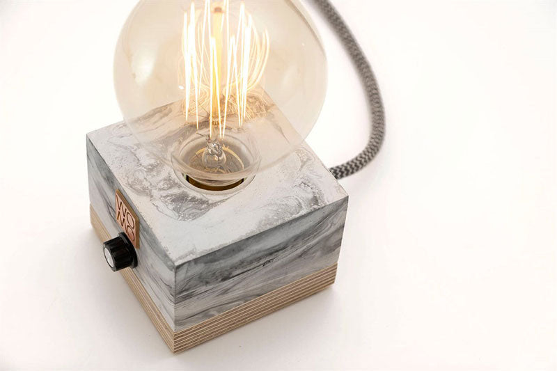 Black and White Concrete Table Lamp with Dimmer