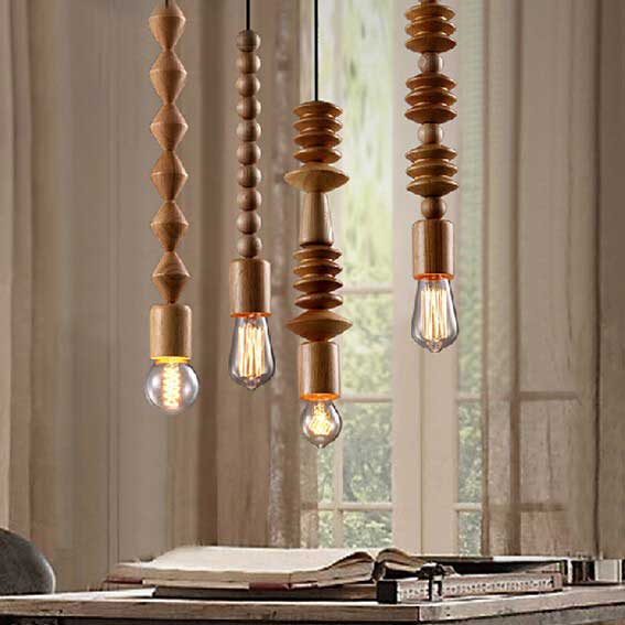 Wooden pendant stalter lighting