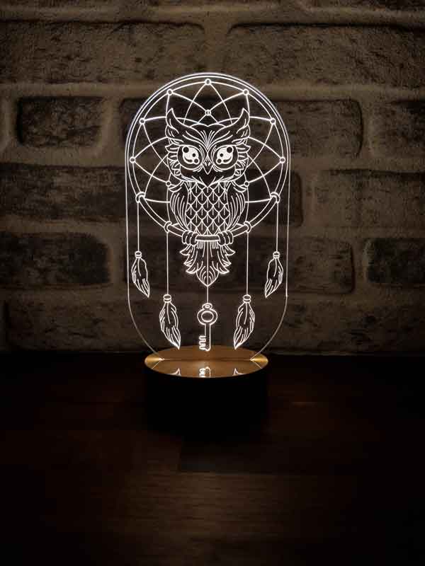 LED night lamp of the dream trap and owl