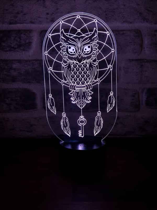 Düş Kapanı ve Baykuş Figürlü Dekoratif Hediye Led Masa Lambası | BYLAMP