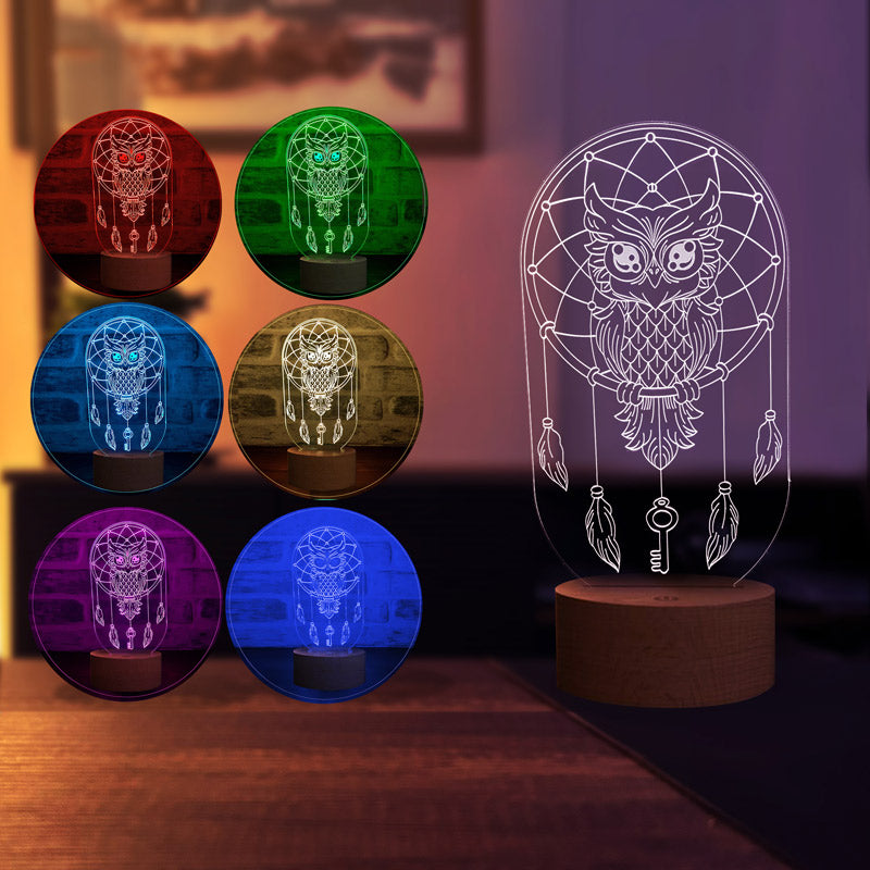 LED night lamp of the dream trap and owl