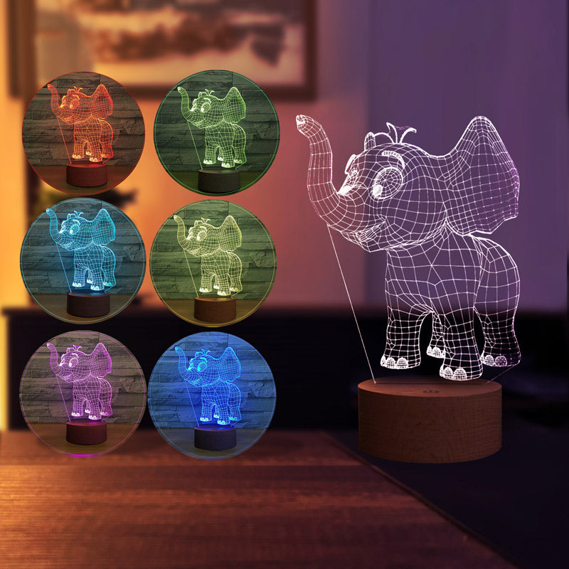 3-d-süße Elefant-LED-Lampe