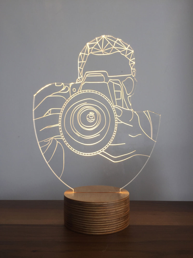 Fotoğrafçı Figürlü Dekoratif Hediye Led Masa Lambası | BYLAMP