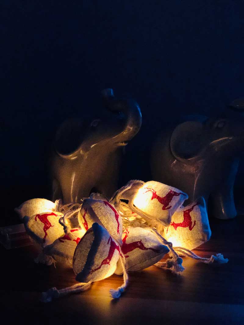 Christmas Sack Lights with Deer Figure