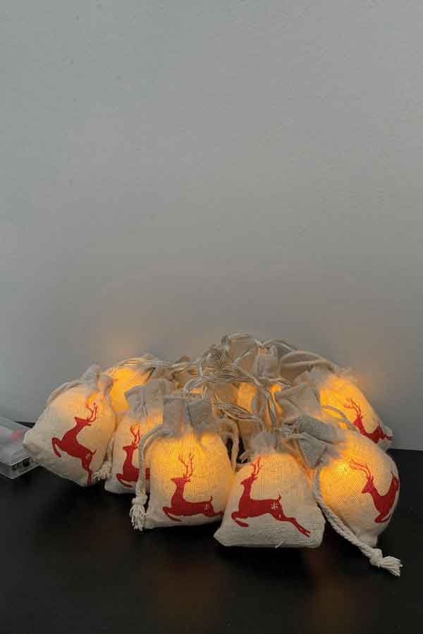 Christmas Sack Lights with Deer Figure