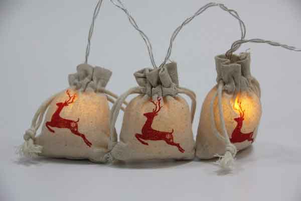 Christmas Sack Lights with Deer Figure